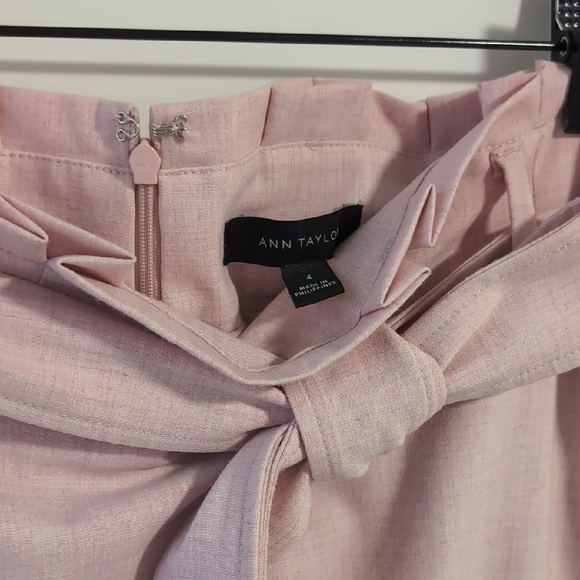Ann Taylor Pink Knee-Length Pencil Skirt with Tie Front - Picture 3 of 4